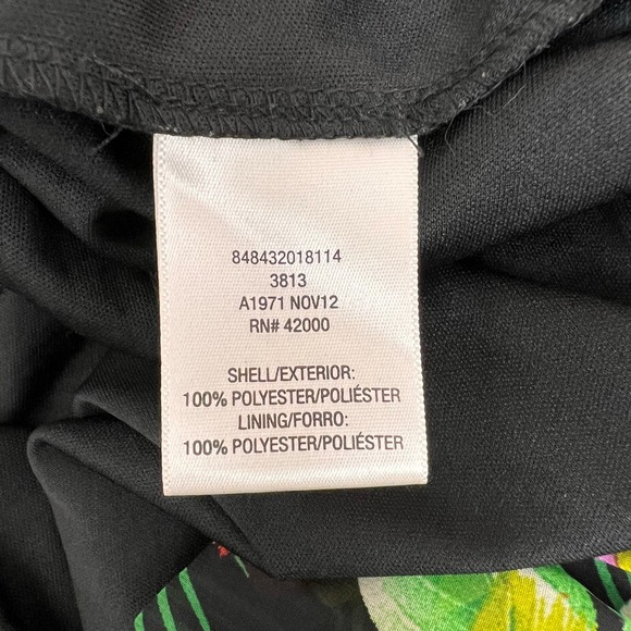 BONGO | Tropical Hawaiian Floral Chiffon Mini Sundress Black Pink Size L - Picture 9 of 11